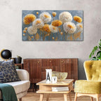 Abstract White Flower Wall Art Golden Floral Pictures Wall Decor Neutral Flowers Canvas Painting Boho Blossom Posters Print Nature Botanical Artwork Bedroom Living Room Office Home Decoration 24x48