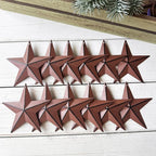3.8-Inch Metal Barn Star，Metal Star for Outside Texas Stars Art Rustic Vintage Western Country Home Farmhouse Wall/Door Decor, Set of 12. (Rusty)…