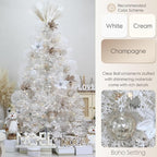 Sea Team 60mm/2.36" Shatterproof Clear Plastic Christmas Tree Ball Ornaments Set, Decorative Hanging Transparent Xmas Baubles with Stuffed Delicate Decorations (30 Counts , Champagne)