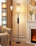 64.4” Slim Floor Lamp for Living Room with Magnetic Remote and Foot Switch, Dimmable Standing Tall Lamp Mood for Bedroom Nursery, 3 Color Temperatures, 1-Hour Timer,900LM Bulb Included,Beige E06LD05W1