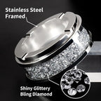 Ashtray, Cool Ashtrays for Cigarettes Outdoor, Cute Glass Ash Tray for Office Tabletop, Crushed Diamond Home Decor, Bling Crystal Decorative Ashtray for Smokers Indoor Use, 4"L x 4"W x 1.57"H, Silver