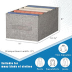 Wardrobe Clothes Organizer, 5 Compartments Jeans Organizers and Storage, Stackable Drawer Organizer for Closet - Pants, Sweaters, T-Shirts, Dimension 14.2" x 11"x 8"