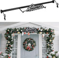 MorningRo 35.5" - 63" Christmas Garland Hanger for Front Door Adjustable Wreath Hanger No Nails or Screws Heavy Duty Black Metal Hook with Christmas Sign for Different Door Holding Wreath Xmas Decor