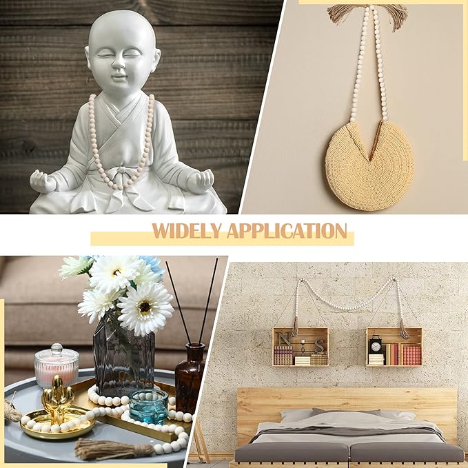 Jetec Decorative Books for Home Decor White Faux Farmhouse Stacked 3 Pieces Gift for Mother Teachers Friends Family for Coffee Tables Shelves with Wood Bead Tassels 58 Inch