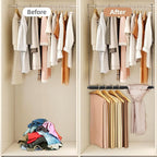 STORAGE MANIAC Adjustable Closet Rod Hanging Clothes Heavy Duty Closet Extender Hanging Rod Space-Saving Clothes Hanging Bar Double Closet Hanging Rod Hanging Closet Organizer Closet Bar,2 Pack Black