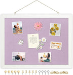 DOLLAR BOSS Bulletin Boards with Linen 1-Pack 16''X 12'' Double-Sided Cork Board for Walls Wood Framed Bulletin Boards, Small Pin Board for Home Kitchen Office Decorative Hanging 10 Pushpins, Purple