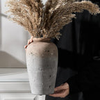 Emotionally Grounded Vase, Vaseking Large Ceramic Rustic Vase, 11 inch Minimalist Decorative Farmhouse Tall Vases for Home Decor, Living Room, Enterway, Table Decoration, Brown