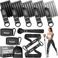 Resistance Bands with Handles for Women, Exercise Bands Set for Physical Therapy Yoga Pilates, 5 Level Workout Bands for Working Out with Door Anchor, Home Gym Fitness Equipment