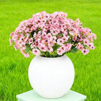 16 Bundles Artificial Flowers for Outdoor Realistic Faux Flower Spring Summer Garden Home Decoration, Hanging Daisy with Eucalyptus Leaves Fake Plants Greenery Balcony Porch Patio Front Door Decor