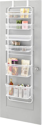 Whitmor Over The Door Organizer - 6 Sections - Pantry, Bathroom, Accessory Organizer - Metal and Mesh - White