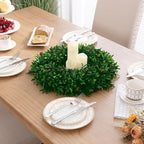 U'Artlines 17" Spring Summer Wreath for Door Green Boxwood Wreath Greenery Hanging Garland for Home Wedding Wall Window Decoration Green＆Brown
