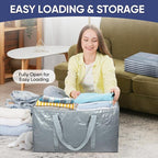 TICONN 4 Pack Extra Large Moving Bags Heavy Duty with Zippers & Carrying Handles, Durable Storage Bags Moving Boxes for Closet Organizers and Storage (4 Pack, Light Grey)