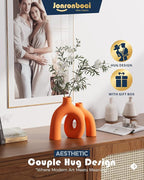Hug Donut Decorative Vase Set - Modern Vases Home Decor, Decorative Vase for Bookshelf, Entryway Table, Dining Table Centerpiece, Mantle or Fireplace Decor, Console (Orange)