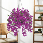 33.5" Bougainvillea Artificial Flowers Fake Purple Flowers, UV Resistant Long Sprays Artificial Bougainvillea Flowers for Indoor & Outdoor Decor, 3PCS Faux Hanging Flower for Home Room Wedding Porch