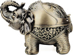 LAUYOO Metal Elephant Ashtray with Lid Windproof Ashtrays Outdoor, Indoor Ashtray for Weed, Vintage Practical Decoration Ash trays for Cigarettes Great Gift for Men Women-Bronze
