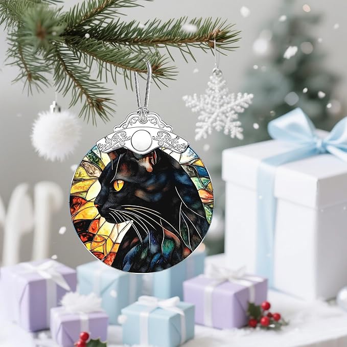 Christmas Ornaments: Christmas Tree Decorations, Black Cat Holiday Decor, Stocking Stuffers, Gift Ideas, Xmas Gifts & Gift for Cat Lover