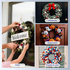 OUTXE Wreath Hanger for Front Door, Upgraded Suction Cup Reef Hook for Glass Window/Over Door, Christmas/Thanksgiving/Halloween/July 4th/Easter/Valentine/Spring/Summer/Fall (White, 4-Pack)