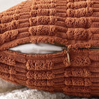 MIULEE Pack of 2 Dark Rust Corduroy Decorative Pillow Covers 16x16 Inch Soft Boho Striped Throw Pillow Covers Modern Farmhouse Home Decor for Summer Sofa Living Room Couch Bed