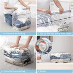 Cube Vacuum Storage Bags, 6 Pack Medium Size (25x19x11 inch), Vacuum Seal Bags for Clothing, Compression Packing for Clothes, Blankets, Baby Clothes, No Pump Needed