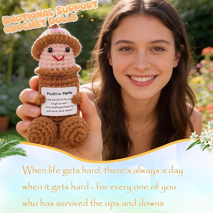 Emotional Support Plush with Removable Hats - Funny Stress Relief Gift for Men and Women Friends , Colleagues, Cute Crochet Office Decor for Office and Home, Unique Birthday Valentine‘s Day Gag Gift