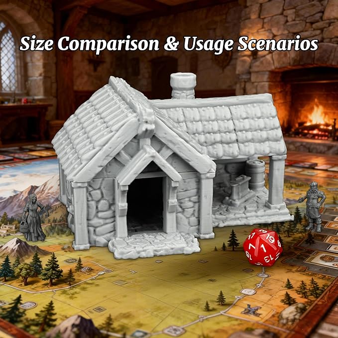 Medieval Scenery – 25mm Scale Unpainted Tabletop RPG Terrain, Premium Map Props for Trench Crusade & Dungeons and Dragons – Medieval Village I AF1124I