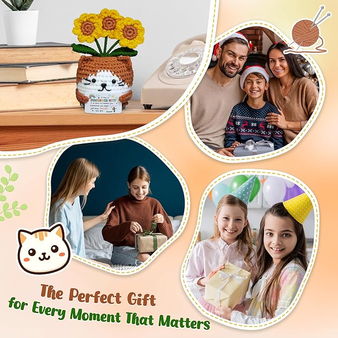 OASSIE Kindergarten Graduation Gifts for Kids - Positive Crochet Animals Sunflower Cat - 6 8 10 12 Years Old Birthday End of Year Preschool Teen Girl Boy Gifts Trendy Stuff for Kids Teens