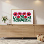 Framed Floral Wall Art for Bedroom, Large Pink Flower Canvas Artwork for Living Room Walls, Minimalist Botanical Picture Print for Nursery Playroom Dining Room Kitchen Hallway Wall Decor, 24x36 Inch