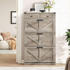Shoe Cabinet with 3 Flip Drawers & 2 Drawers,Freestanding Shoe Storage Cabinet for Entryway,Farmhouse Narrow Slim Organizer Rack for Foyer,Hallway,Grey