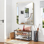 BONEWEI Gold Bathroom Mirror,36x48 inch Wall Mirror for Bathroom Wall Mounted,Round Rectangle Mirror for Bathroom Over Sink,Modern Frame for Home Decor Living Room,Bedroom Entryway,Horizontal/Vertical