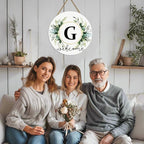 Monogram Letter G Wreaths for Front Door Wreath Wooden Welcome Sign for Front Door Decor Floral Family Last Name Initial House Warming Spring Summer Porch Rustic Wall Home Kitchen Boho Decorations