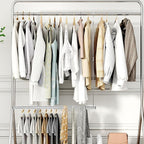 STORAGE MANIAC Hanging Closet Rod, Adjustable Width and Height Closet Hanging Organizer, Space-Saving Clothes Hanging Bar, Closet Extender Hanging Rod Double Closet Hanging Rod, 2 Pack Chrome