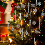 36pcs Christmas Crystal Ornaments Decoration, Hanging Christmas Snowflake Icicle Clear Acrylic Ornament Sets for New Year Wedding Winter Party Decor