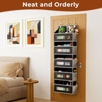 2 Packs 5-Tier Over the Door Storage Organizer with 10 Side Mesh Pockets, 48 lbs Load Capacity, 3 Hooks Design, Hanging Organizer with Clear Windows for Bathroom, Bedroom, Nursery, Kitchen-Black
