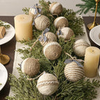 Bunny Chorus Christmas Decorations Indoor: 12pcs Handmade Jute Rope Decorative Bows Christmas Tree Ornaments, Rustic Hanging Xmas Ball Ornaments for Tree Garland Fireplace Home School Office Decor