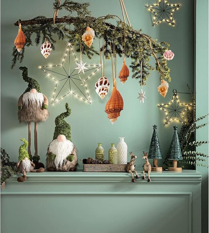 20 PCS Seashells Hanging Ornaments Natural Shells Decorations Beach Ocean Nautical Style for Summer Decor Christmas Tree Wedding Birthday Craft Conch Projects