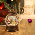 Christmas Snow Globes, Lighted Decorations Musical Snow Globes Lantern, Santa Christmas Decoration Indoor Home Décor & Gift, 6H Timer, USB/Battery Operated,