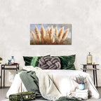 Vintage Boho Reed Canvas Wall Art Abstract Nature Plant Wall Decor Minimalist Botanical Prints Pictures Dried Reeds Flowers Poster Painting Artwork for Living Room Bedroom Home Decoration 20x40"