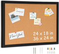 DOLLAR BOSS Cork Board for Wall 24" x 18" Bulletin Board for Wall with Black Wood Frame, Picture Display Pin Broad Vision Board for Office Home School Room Decorative Hanging 10 Pushpins
