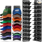 BRIGHTWORLD Hat Rack for Baseball Caps, 2 Pack Hat Rack for Door Hold Up to 20 Hats, Baseball Cap Organizer, Hat Organizer for Closet Door Bedroom (Adhesive or Screw Mount) BLACK