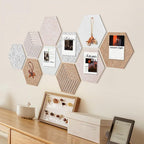 10 Pack Hexagon Cork Board Tiles Alternative, 12'' Fully Self-Adhesive Modern Felt Bulletin for Wall Decor, Frameless Pin Board for Office, Renter-Friendly Decorative Hexagon Corkboard with 30 Pins