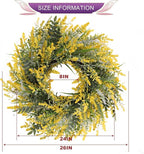 26'' Large Lavender & Eucalyptus Wreath for Front Door Window - Artificial Eucalyptus Leaves Greenery Outdoor Wreath for Wedding Farmhouse Porch Wall Room Home Decor (Yellow)