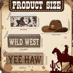Yuntau 4 Pcs Western Tiered Tray Decorations Set Cowboy Hat Stack Block Signs Desert Farmhouse Rustic Tabletop Tiered Tray Decor for Table Shelf Home Office