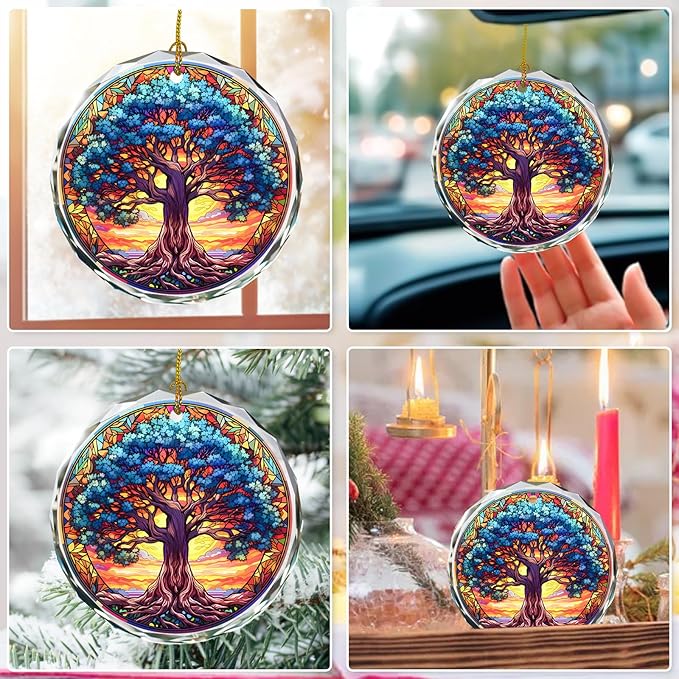 Tree of Life Stained Glass Christmas Ornament, Christmas Tree Decoration, Gift for Holidays