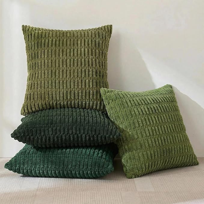 Fancy Homi 4 Packs Decorative Throw Pillow Covers for Living Room Couch Bed, Modern Farmhouse Boho Home Décor Accent Cushion Case, 24" x 24", Green Series