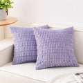 Aegero Pack of 2 Corduroy Decorative Throw Pillow Covers 18x18 Inch Soft Striped Pillow Covers Modern Farmhouse Home Decor for Sofa Living Room Couch Bed（Purple）