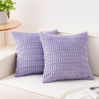 Aegero Pack of 2 Corduroy Decorative Throw Pillow Covers 18x18 Inch Soft Striped Pillow Covers Modern Farmhouse Home Decor for Sofa Living Room Couch Bed（Purple）