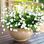 12 Bundles Artificial Flowers for Outdoors Spring Decor, Realistic UV Resistant Fake Plants Faux Plastic Flowers for Outside Planter Home Gardens Patio Porch Yards Cemetery Summer Decor(White)