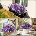 INQCMY Artificial Fake Flowers for Outdoor Spring Decoration,12 Bundles Faux Silk Colorful Morning Glory with Eucalyptus UV Resistant Realistic Fake Plants for Outside Planter Porch Patio Yard Garden