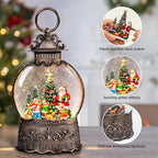 Christmas Snow Globes Lantern with Music, Santa Claus Scene Snow Globes with Swirling Glitter Effects, USB/Battery Powered with 6-Hour Timer, Christmas Decorations