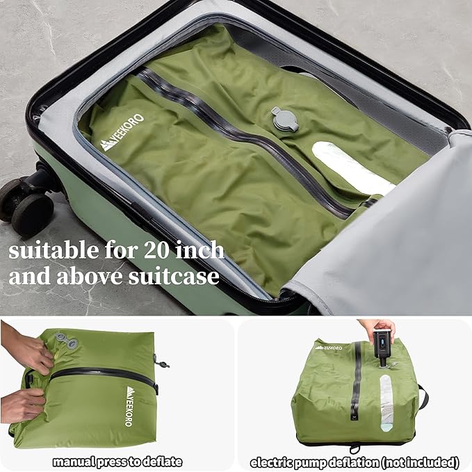 Vacuum Bags for Travel, Professional IP67 Reusable Vacuum Compression Bags for Travel Suitcases, Durable Space Saver Bag (2 PACK GREEN, No Pump)